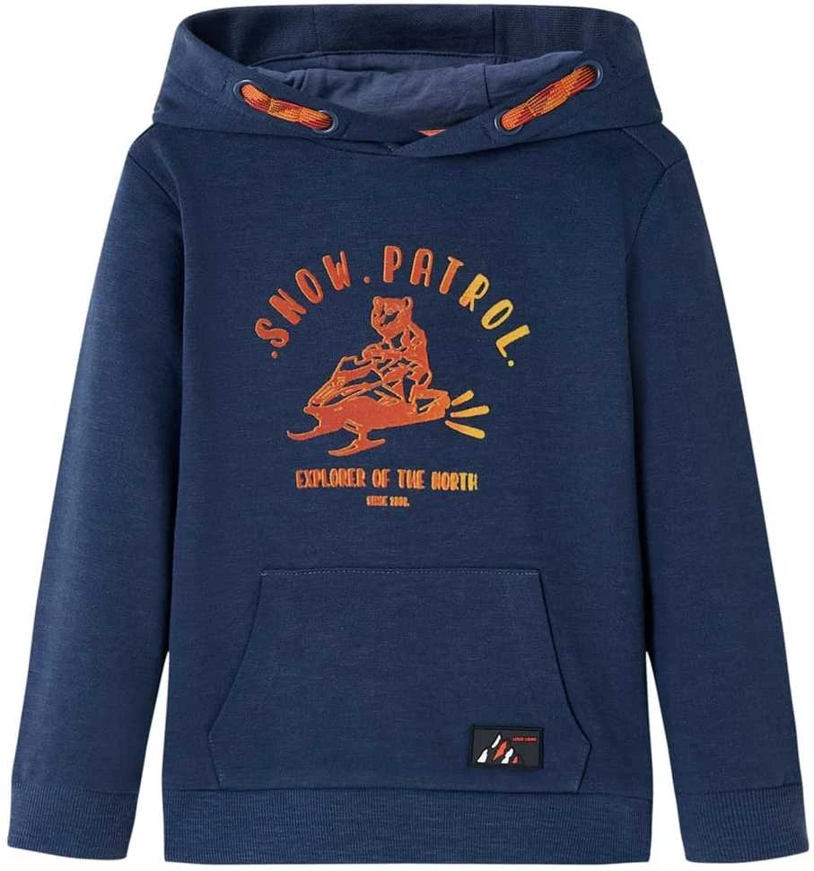 Vaikiškas sportinis megztinis su gobtuvu, mėlynas/oranžinis, 116