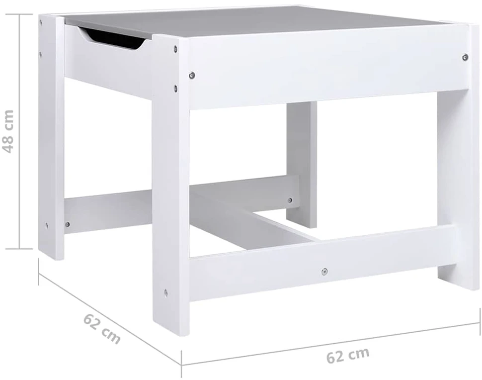 Vaikiškas stalas su 2 kėdėmis, baltos spalvos, MDF