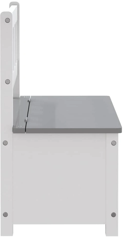 Vaikiškas suoliukas-daiktadėžė, baltas/pilkas, 60x30x55cm, MDF