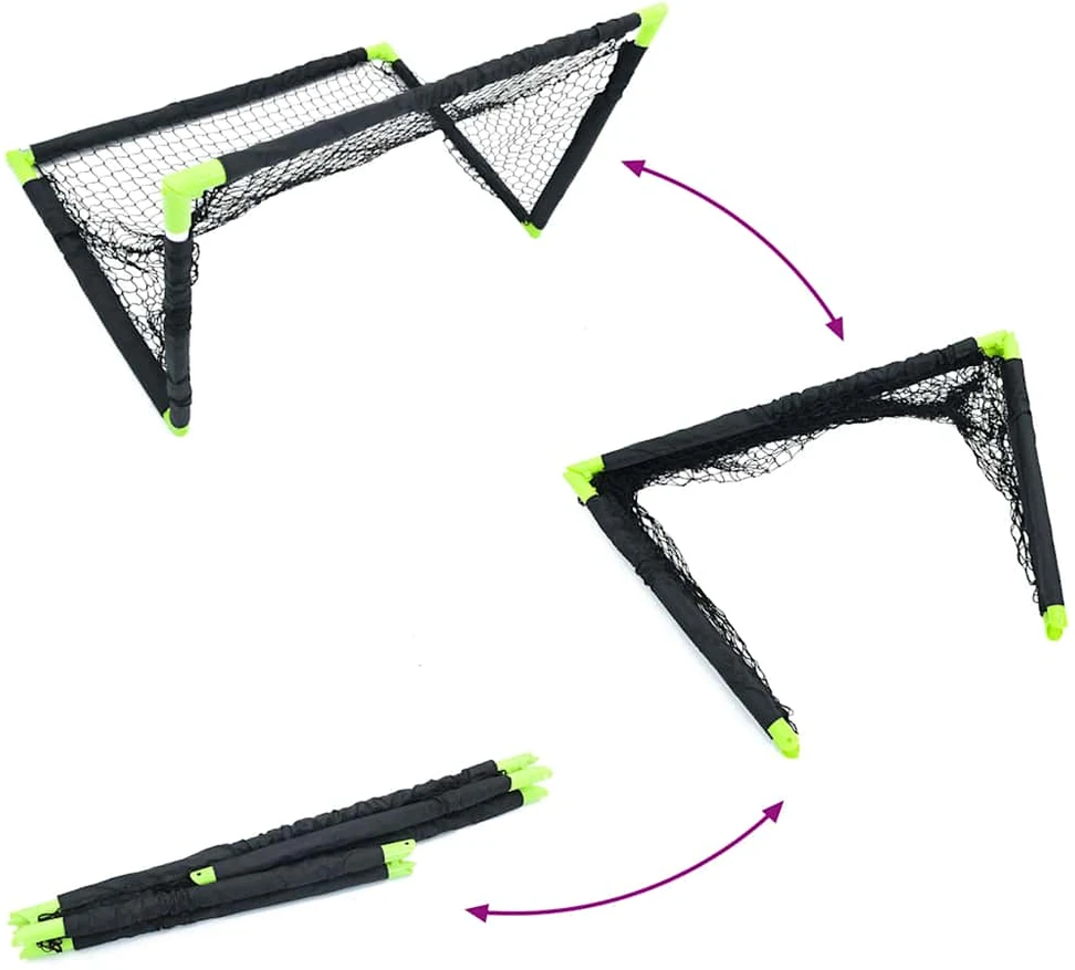 Vaikiški futbolo vartai, juodi, 90x64x64cm, sulankstomi