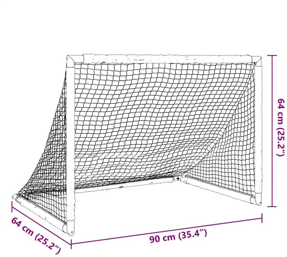 Vaikiški futbolo vartai, juodi, 90x64x64cm, sulankstomi