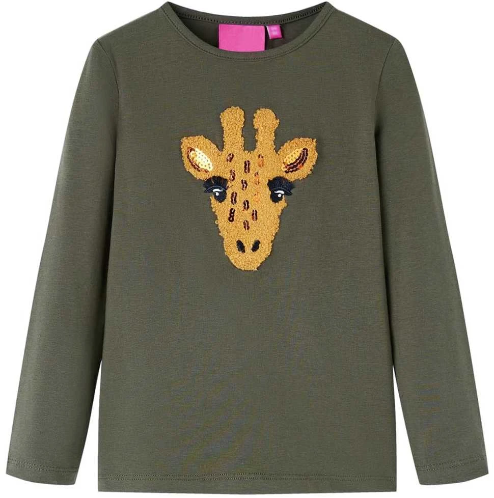 Vaikiški marškinėliai ilgomis rankovėmis, chaki spalvos, 104 dydžio