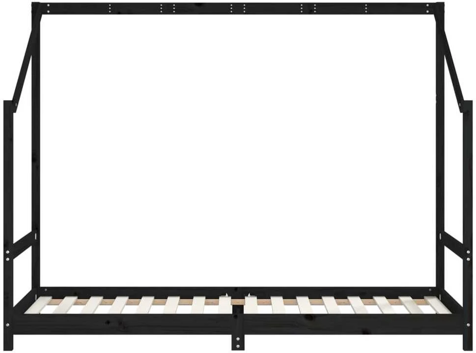 Vaikiškos lovos rėmas, juodas, 2x(80x200)cm, pušies masyvas
