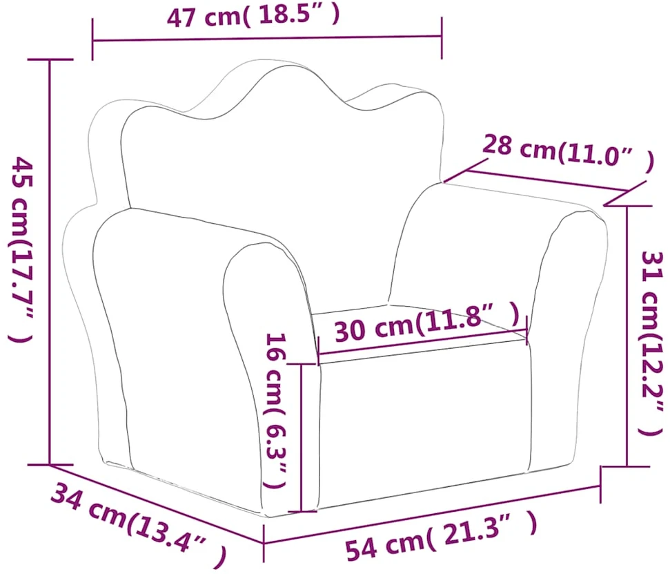 Sofa vaikiškos sofos kremas, minkštas pliušas