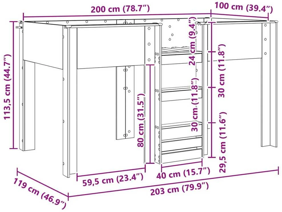 Vaikų dvigulė lova Betono pilka 100 x 200 cm Apdirbta mediena