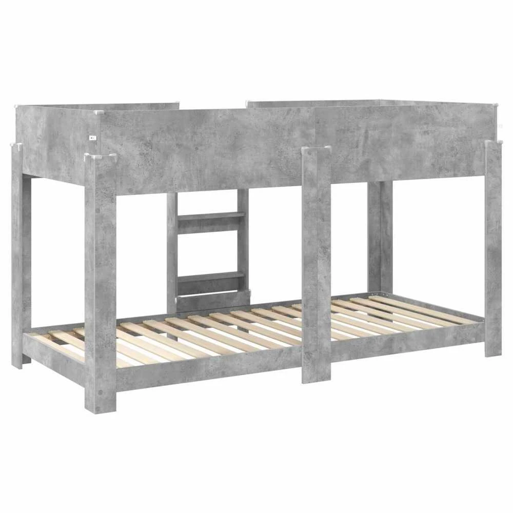 Vaikų dvigulė lova Betono pilka 80 x 200 cm Apdirbta mediena