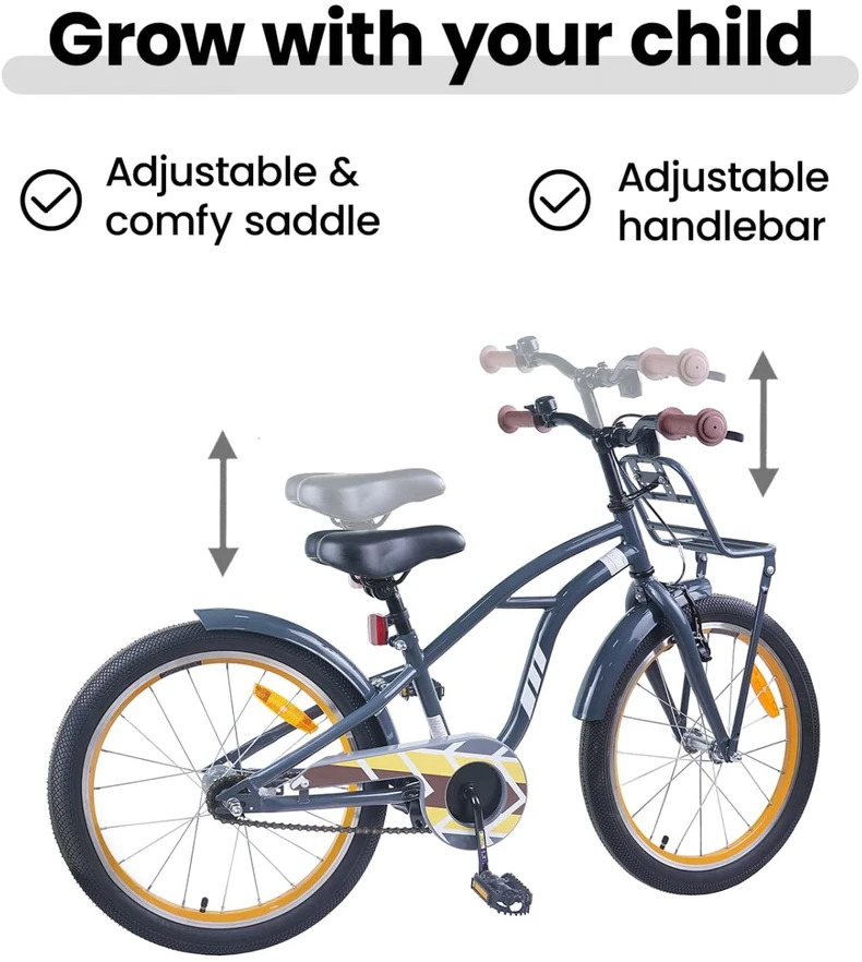 Vaikų Dviratis 20 Colių 6-11 metų amžiaus Tamsiai pilka