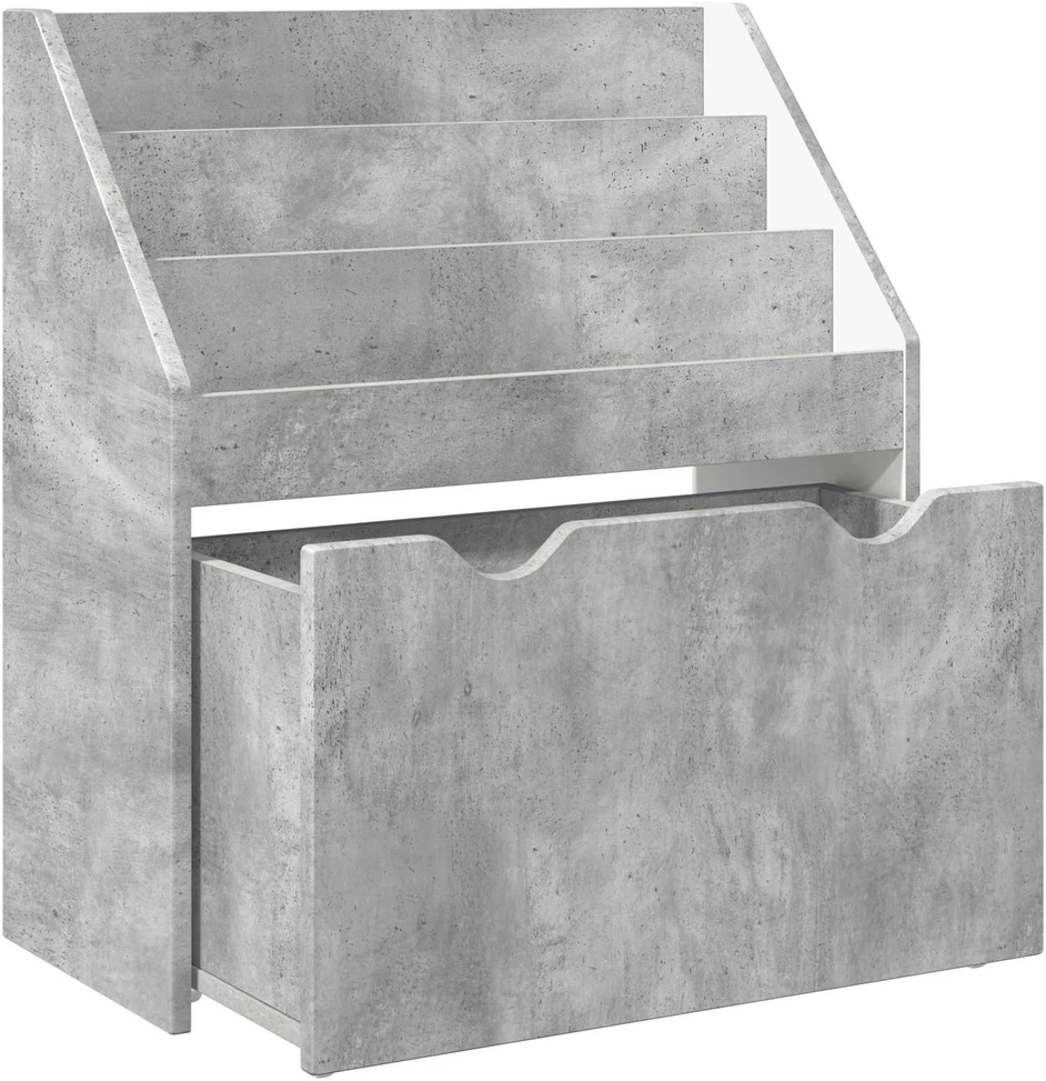 Vaikų knygų lentyna su stalčių Betono pilka 60 x 29,5 x 69 cm