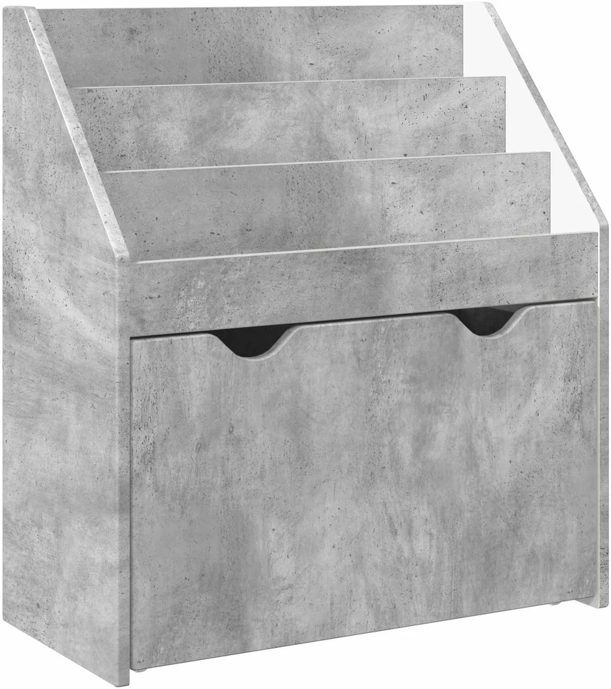 Vaikų knygų lentyna su stalčių Betono pilka 60 x 29,5 x 69 cm