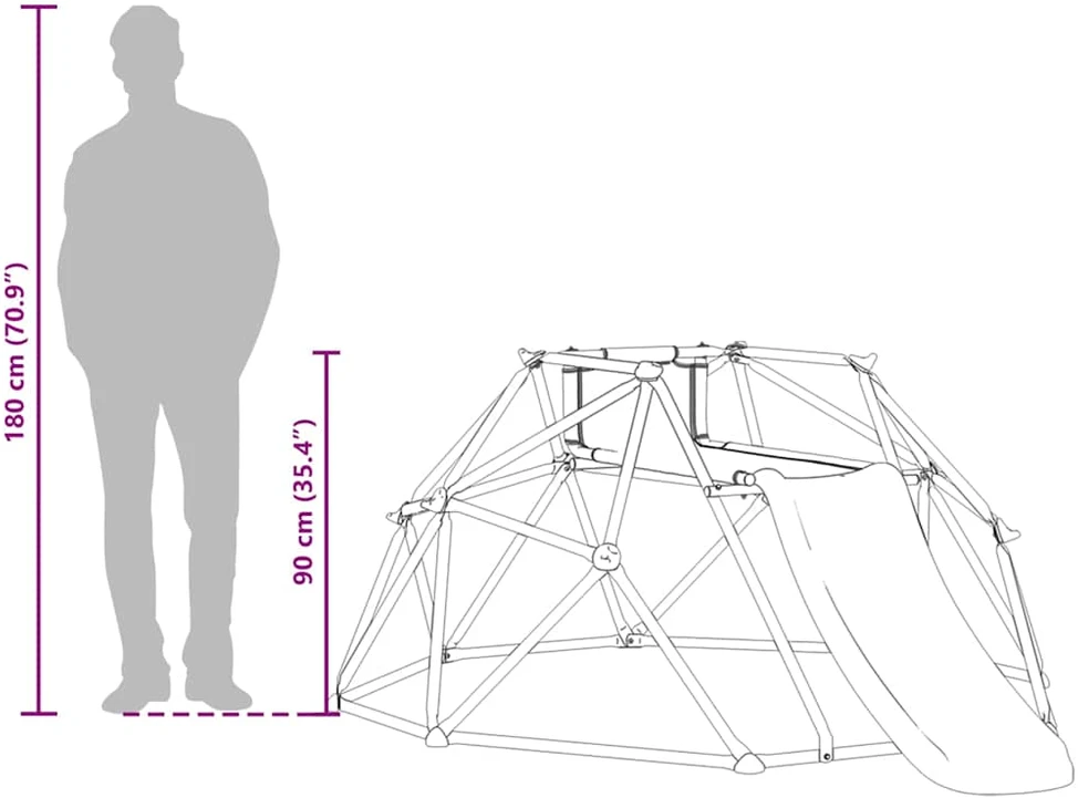 Vaikų kopimo kupolas Mėlyna 6FT su slydimu Plienas