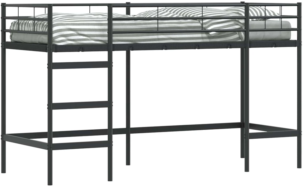 Lova Vaikų Lofto Lovos Rėmas Paprastas Juoda 100 x 190 cm Plienas