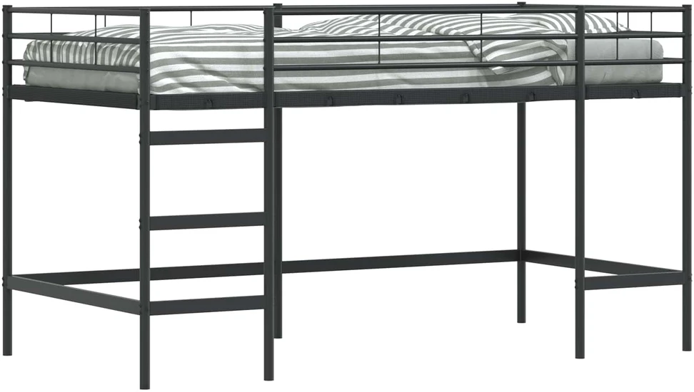 Lova Vaikų Lofto Lovos Rėmas Paprastas Juoda 90 x 200 cm Plienas