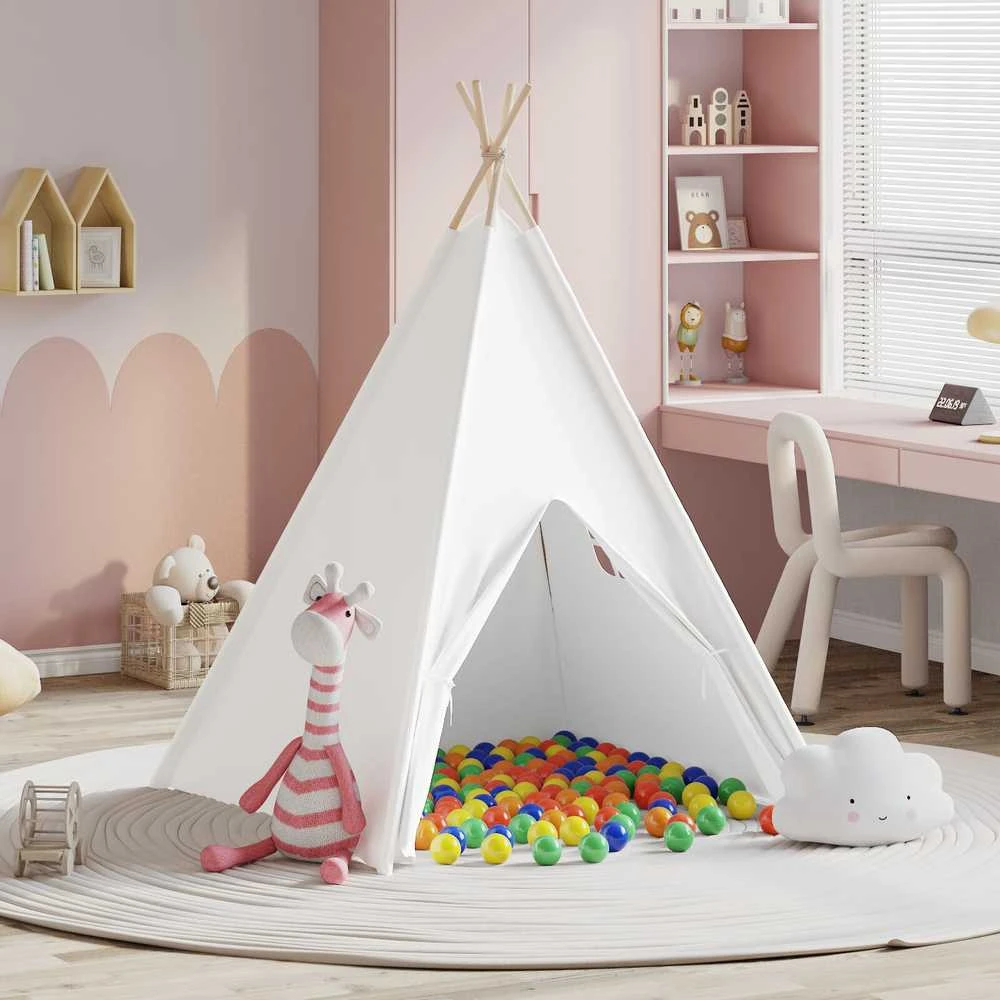 Teepee palapinė Balta 120 x 120 x 150 cm Audinys ir plastikas