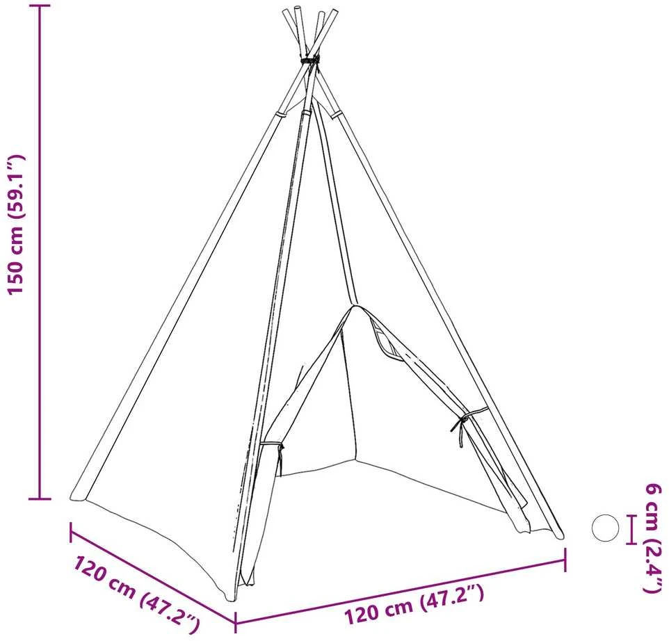 Teepee palapinė Balta 120 x 120 x 150 cm Audinys ir plastikas