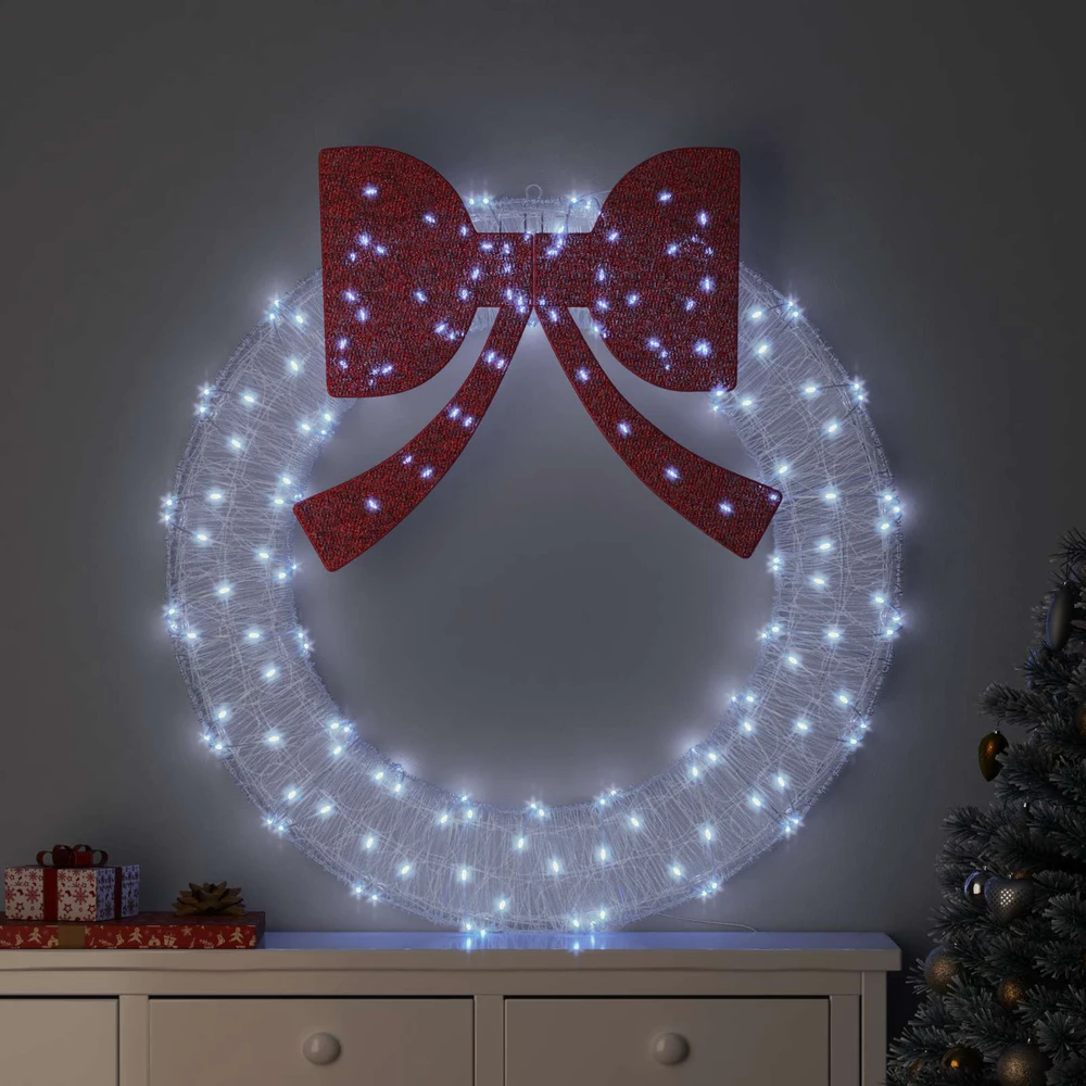 Vainikas 150 LED Šalta balta 120 cm Akrilas