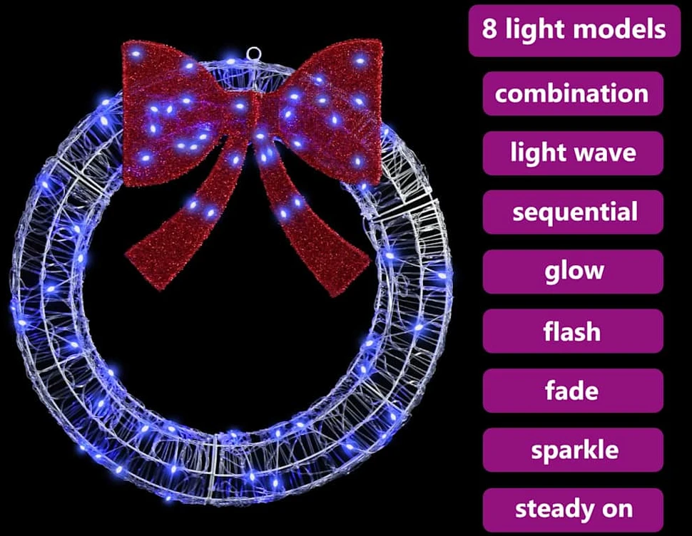 Vainikas 60 LED Mėlyna 76 x 76 x 8,5 cm Akrilas