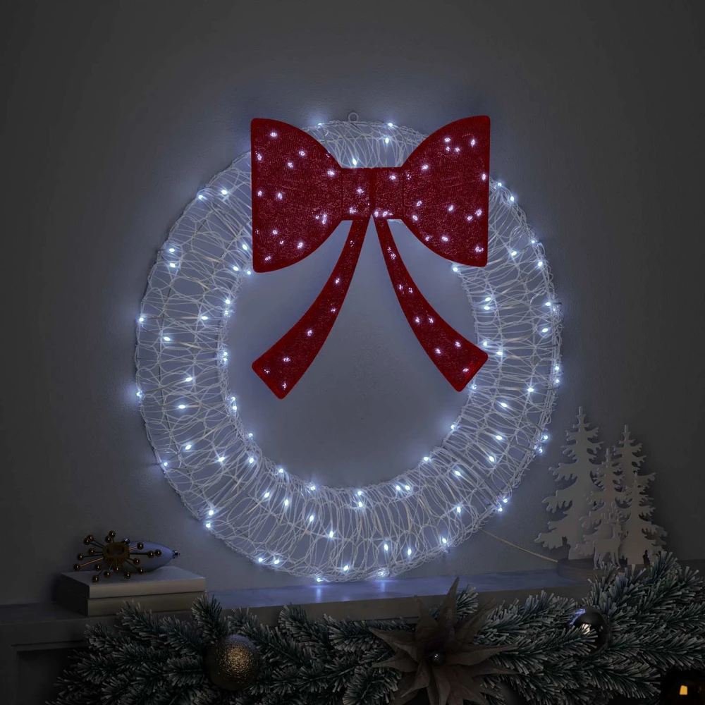 Vainikas 60 LED Šalta balta 76 x 76 x 8,5 cm Akrilas