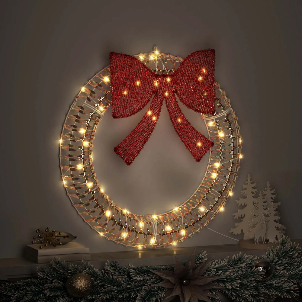 Vainikas Šilta balta 75 x 75 x 8 cm PET 60 LED