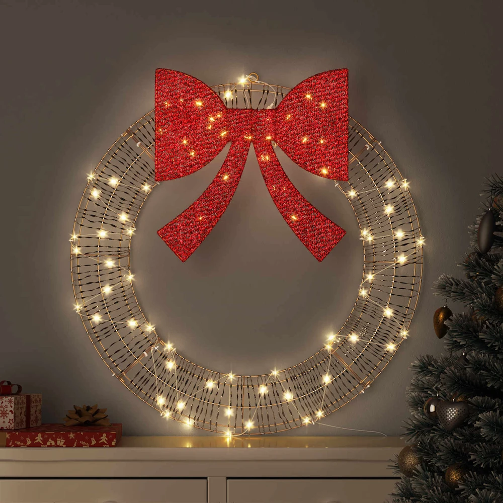 Vainikas Šilta balta 75 x 75 x 8 cm PET 60 LED