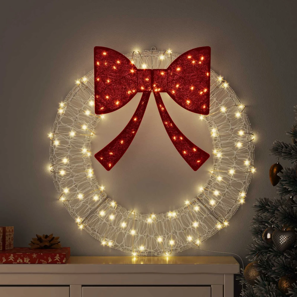 Vainikas 60 LED Šilta balta 76 x 76 x 8,5 cm Akrilas