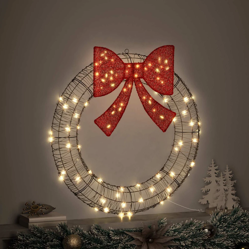 Vainikas Šilta balta 90 x 90 x 9 cm Ratanas 80 LED