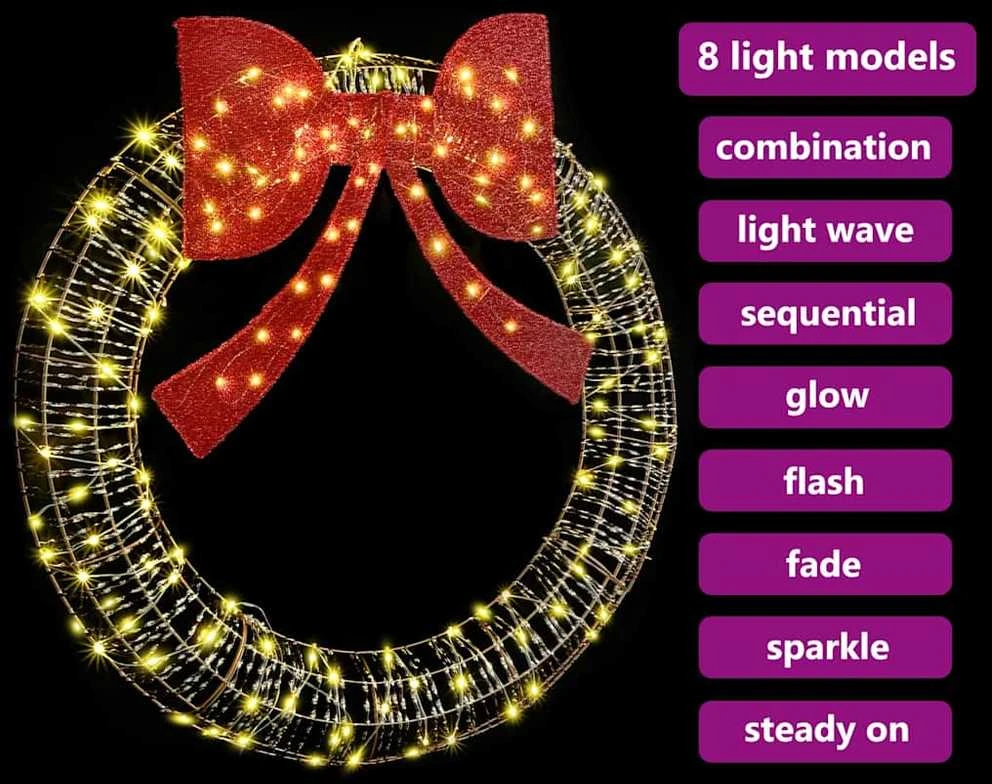 Vainikas 150 LED Šilta balta 121 x 121 x 10 cm PET
