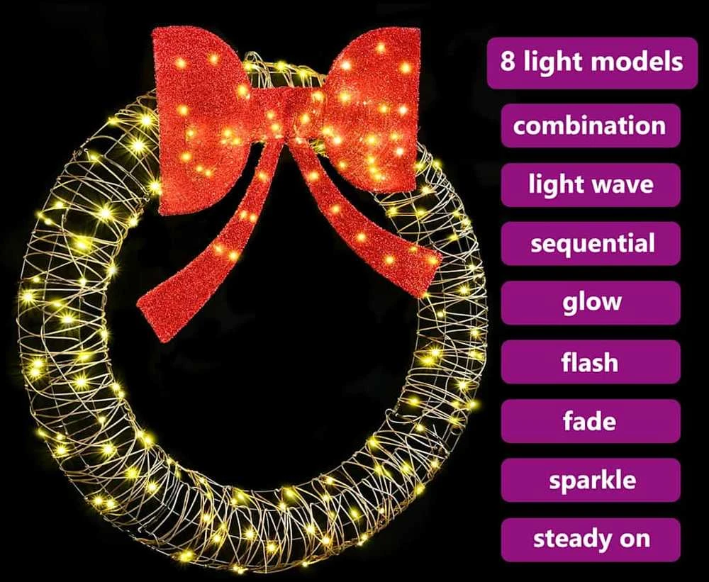 Vainikas 150 LED Šilta balta 121 x 121 x 10 cm Ratanas