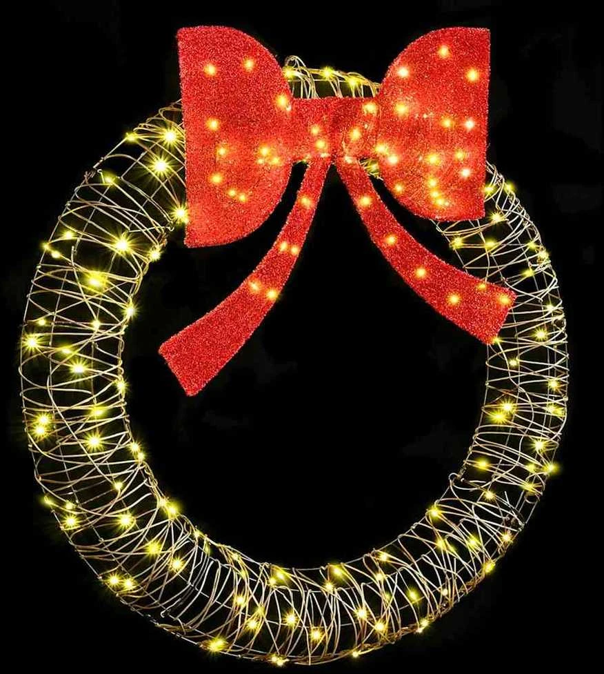 Vainikas 150 LED Šilta balta 121 x 121 x 10 cm Ratanas