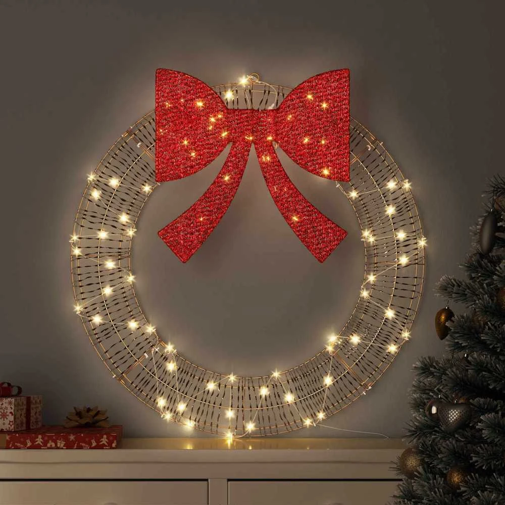 Vainikas 60 LED Šilta balta 76 x 76 x 8 cm PET