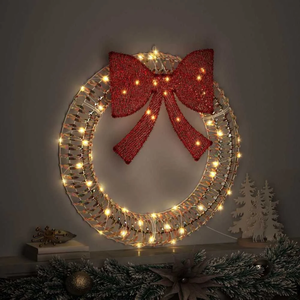 Vainikas 60 LED Šilta balta 76 x 76 x 8 cm PET