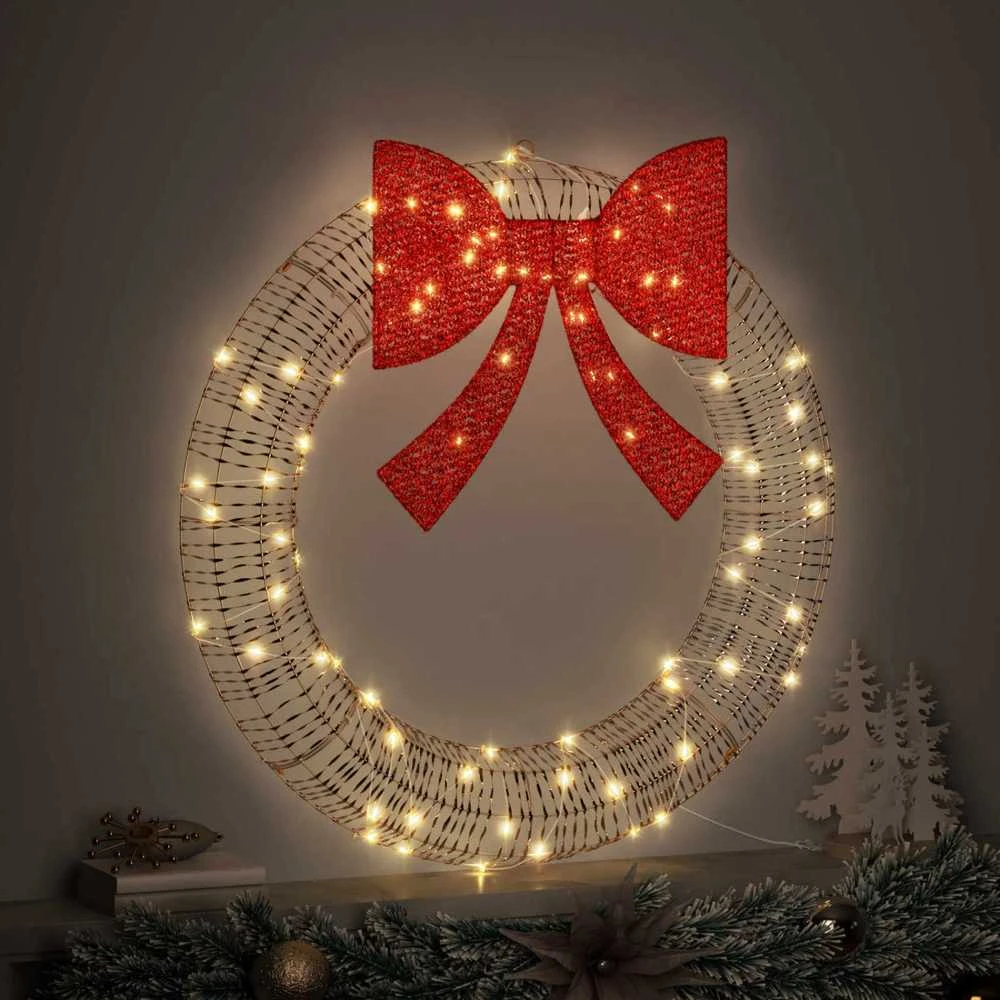 Vainikas 60 LED Šilta balta 76 x 76 x 8 cm PET
