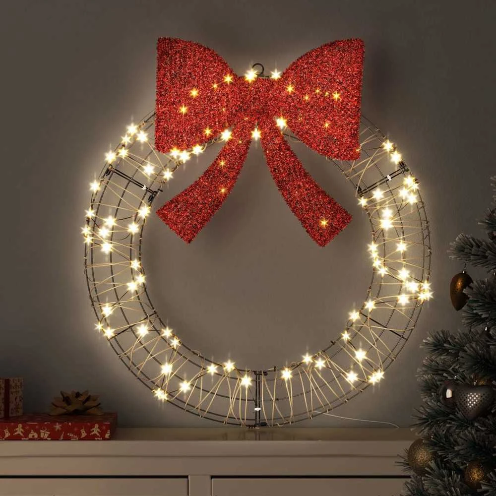 Vainikas 60 LED Šilta balta 75 x 75 x 8 cm Ratanas
