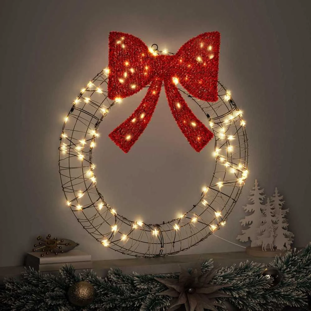Vainikas 60 LED Šilta balta 75 x 75 x 8 cm Ratanas