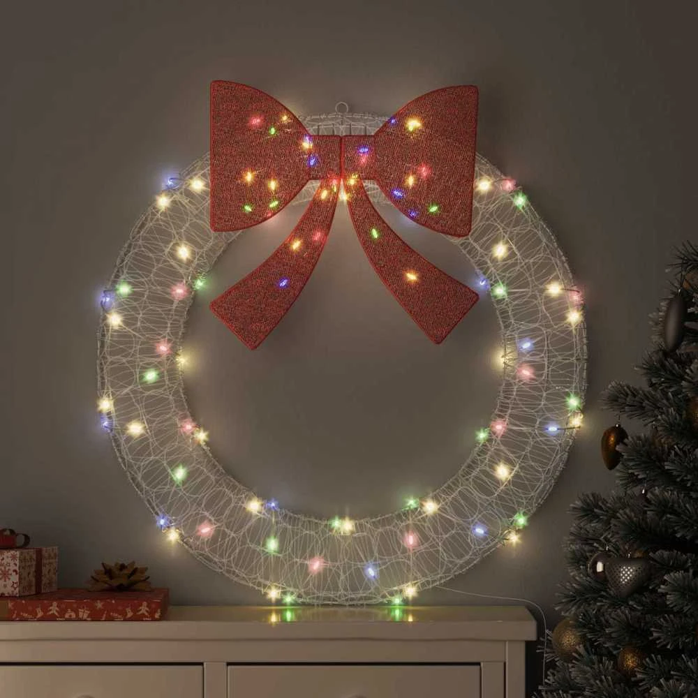 Vainikas 80 LED Įvairiaspalvis 92 x 92 x 9,5 cm Akrilas