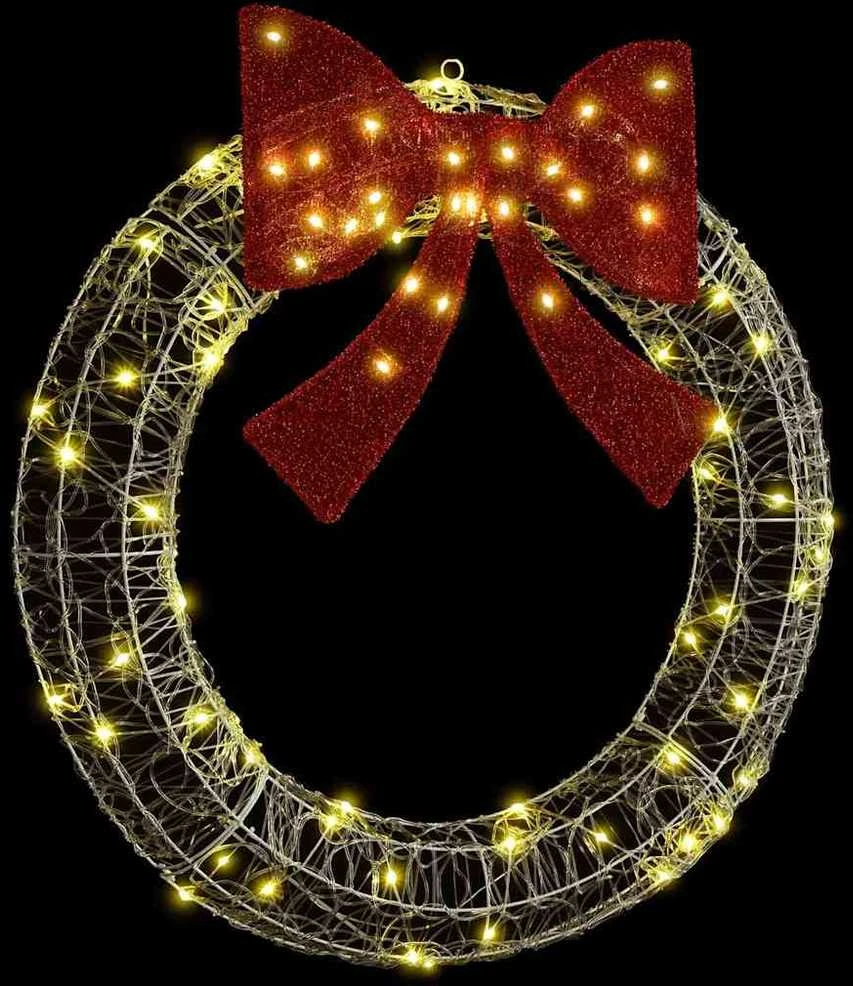 Vainikas 80 LED Šilta balta 92 x 92 x 9,5 cm Akrilas