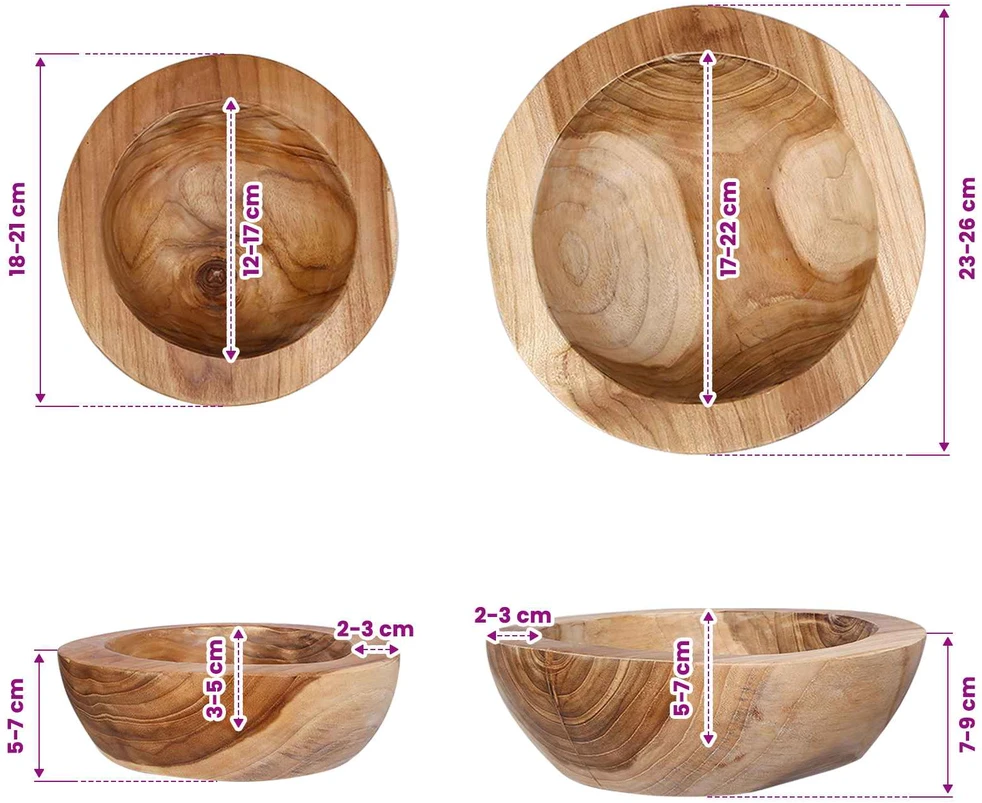 Vaisių dubuo JEPARA 2 vnt. Teak medžio rudas