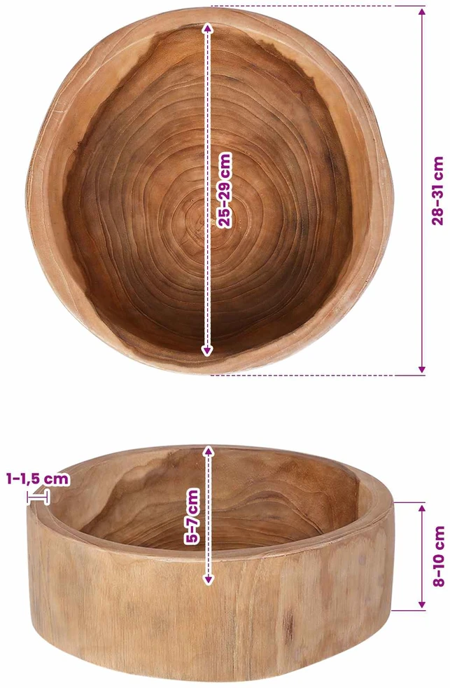 Vaisių dubuo JEPARA Teak medžio rudas Ø 30 cm