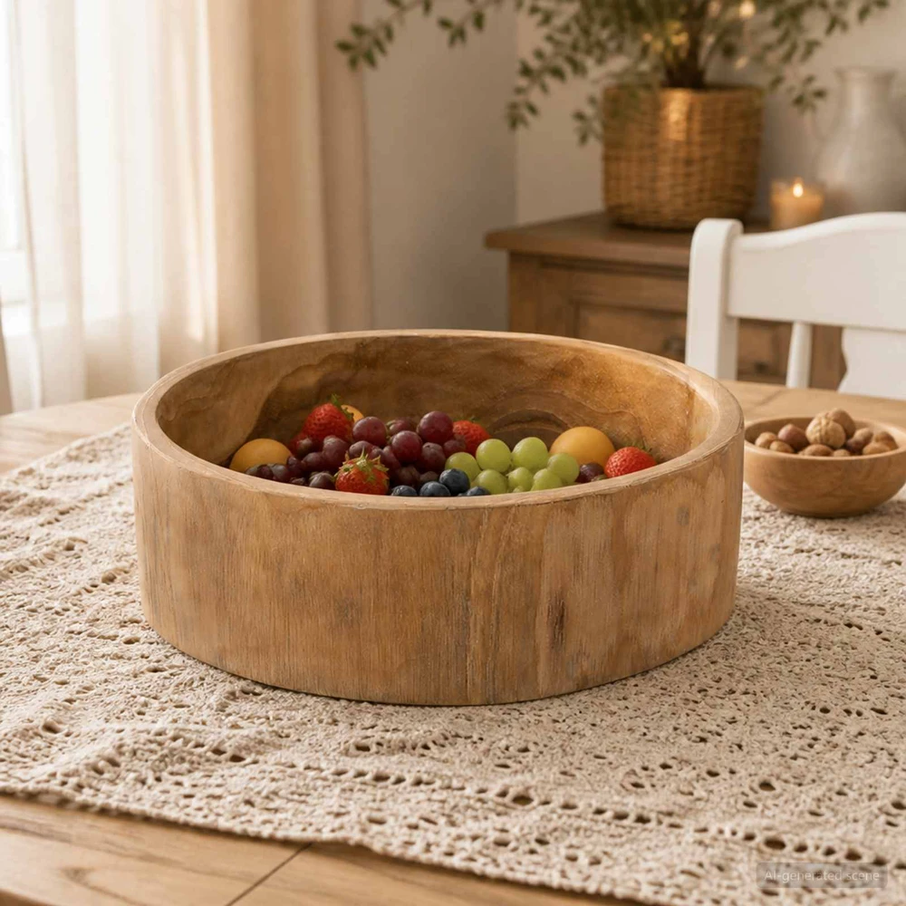 Vaisių dubuo JEPARA Teak medžio rudas Ø 30 cm