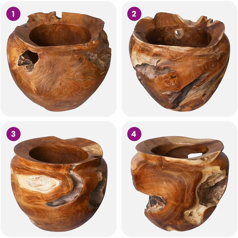 Vaisių dubuo JEPARA Teak medžio rudas Ø 35 cm