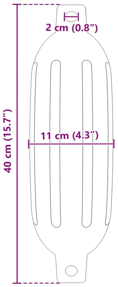 Valčių fenderiai 2 vnt. Ø 11 x 40 cm Juoda PVC