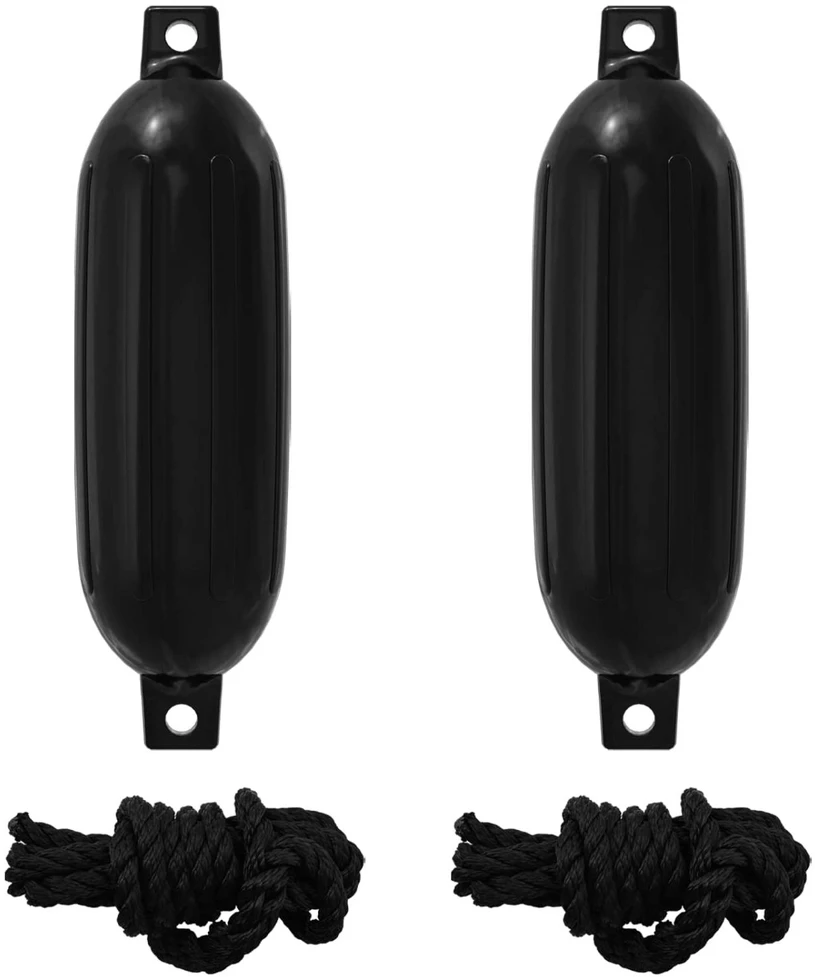 Valčių fenderiai 2 vnt. Ø 11 x 40 cm Juoda PVC