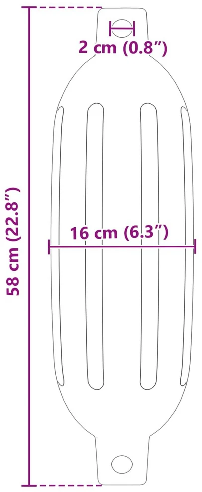 Valčių fenderiai 2 vnt. Ø 16 x 58 cm Mėlyna PVC