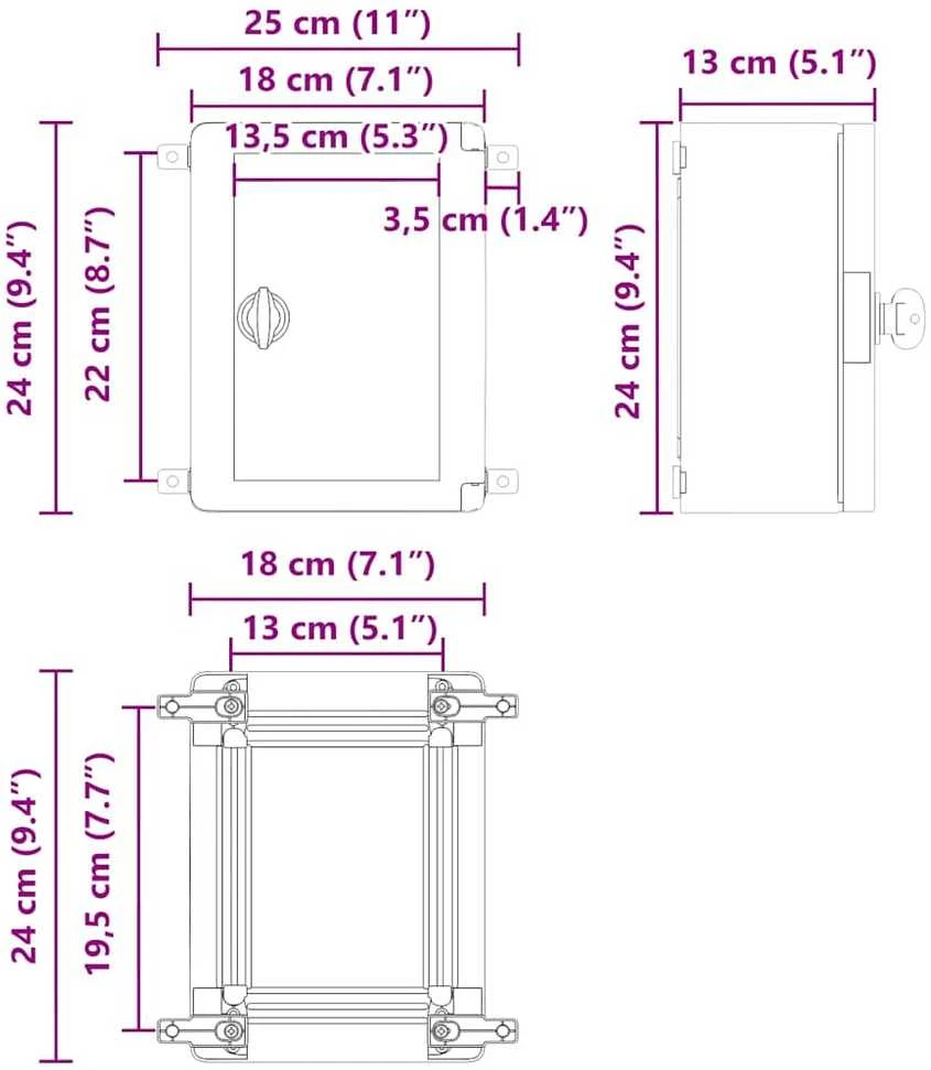 Control Cabinet Pilka 25 x 13 x 24 cm ABS plastikas