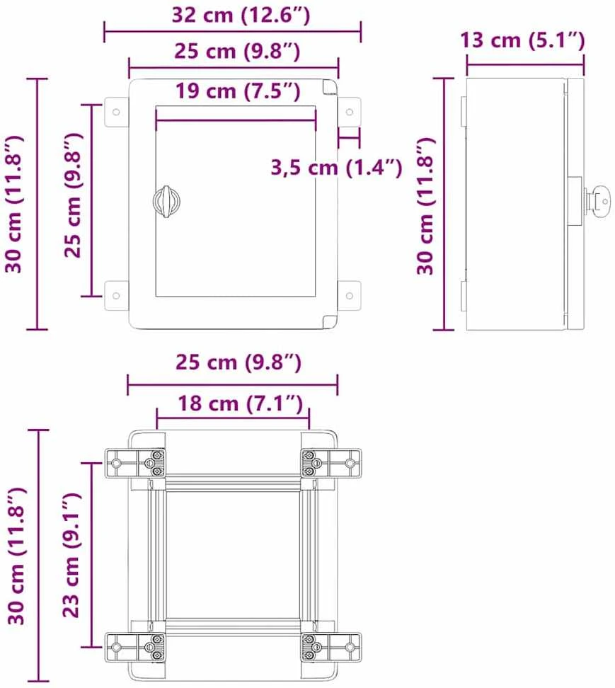 Control Cabinet Pilka 32 x 13 x 30 cm ABS plastikas