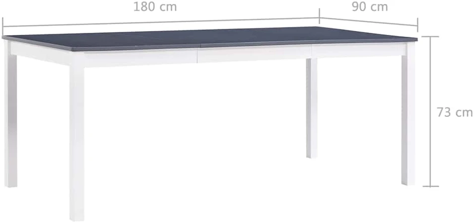 Valgom. stalas, balt. ir pilk. sp., 180x90x73cm, puš. med. mas.