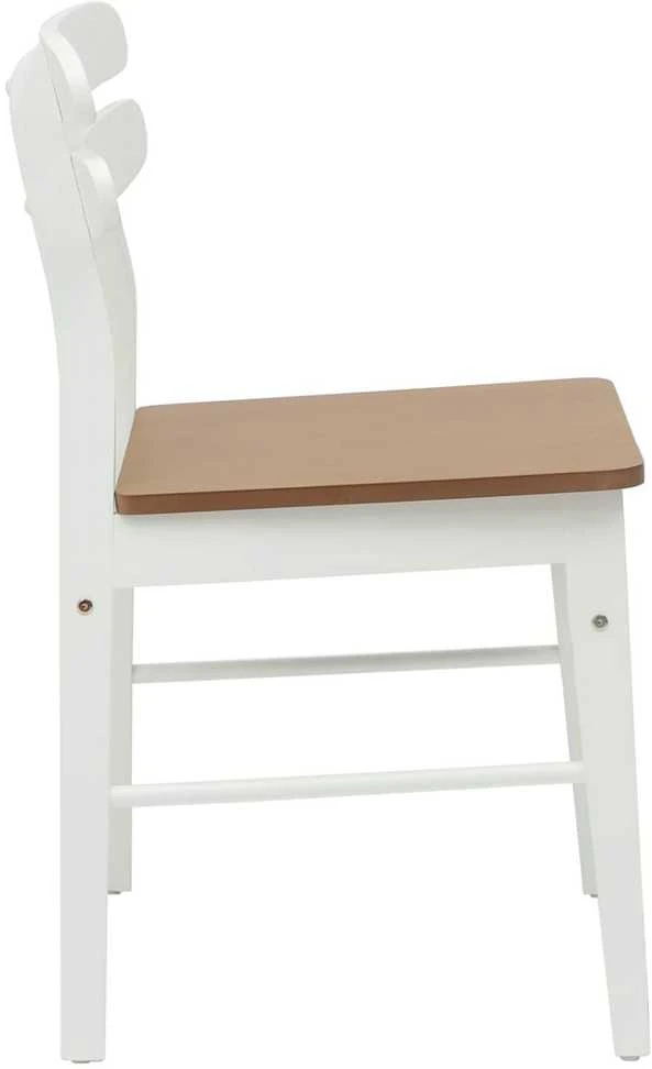 Valgomasis krėslas 2 vnt. Kietas gumos medis Balta ir Natūrali