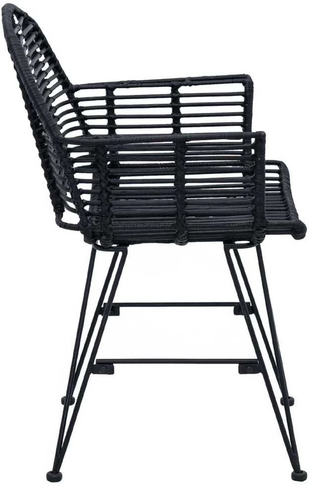 Valgomasis krėslas 2 vnt. Ratanas ir Geležis Juoda