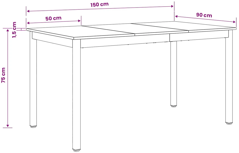 Valgomieji stalai 150 x 90 x 75 cm Apdirbta mediena
