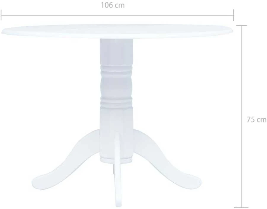 Valgomojo baldų kompl., 5d., balt. sp., kaučiuk. med. masyvas