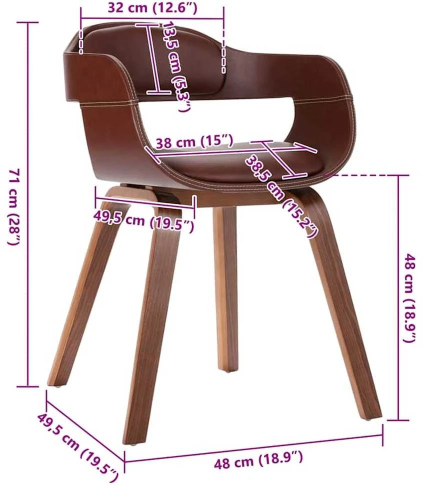 Valgomojo kėdė su bukmedžio kojomis, ruda, dirbtinė oda